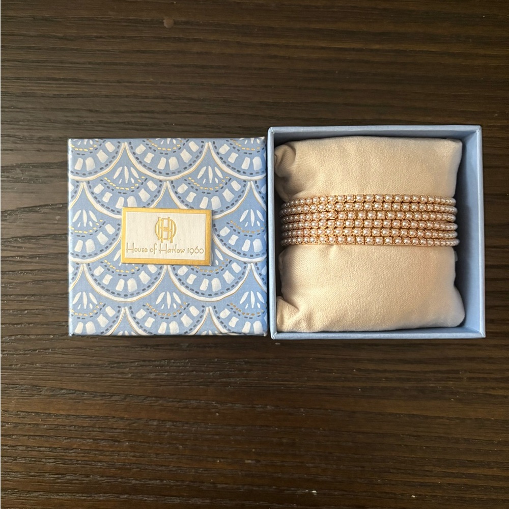 NEW House of Harlow 1960 gold bracelet set